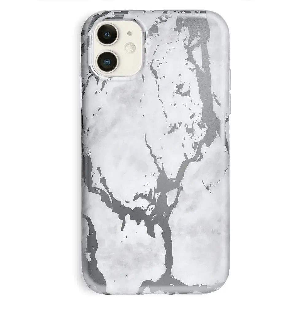 White Marble Silver Chrome iPhone Case - Image 62