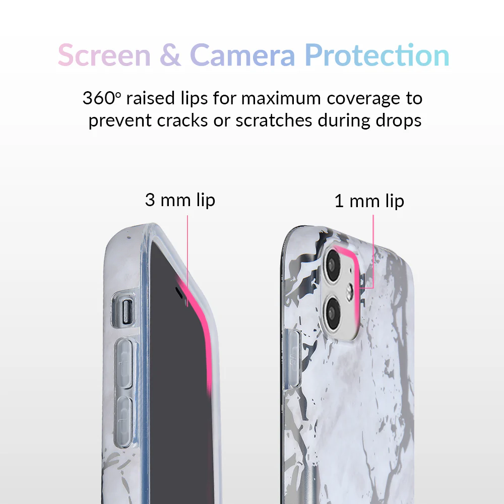 White Marble Silver Chrome iPhone Case - Image 63