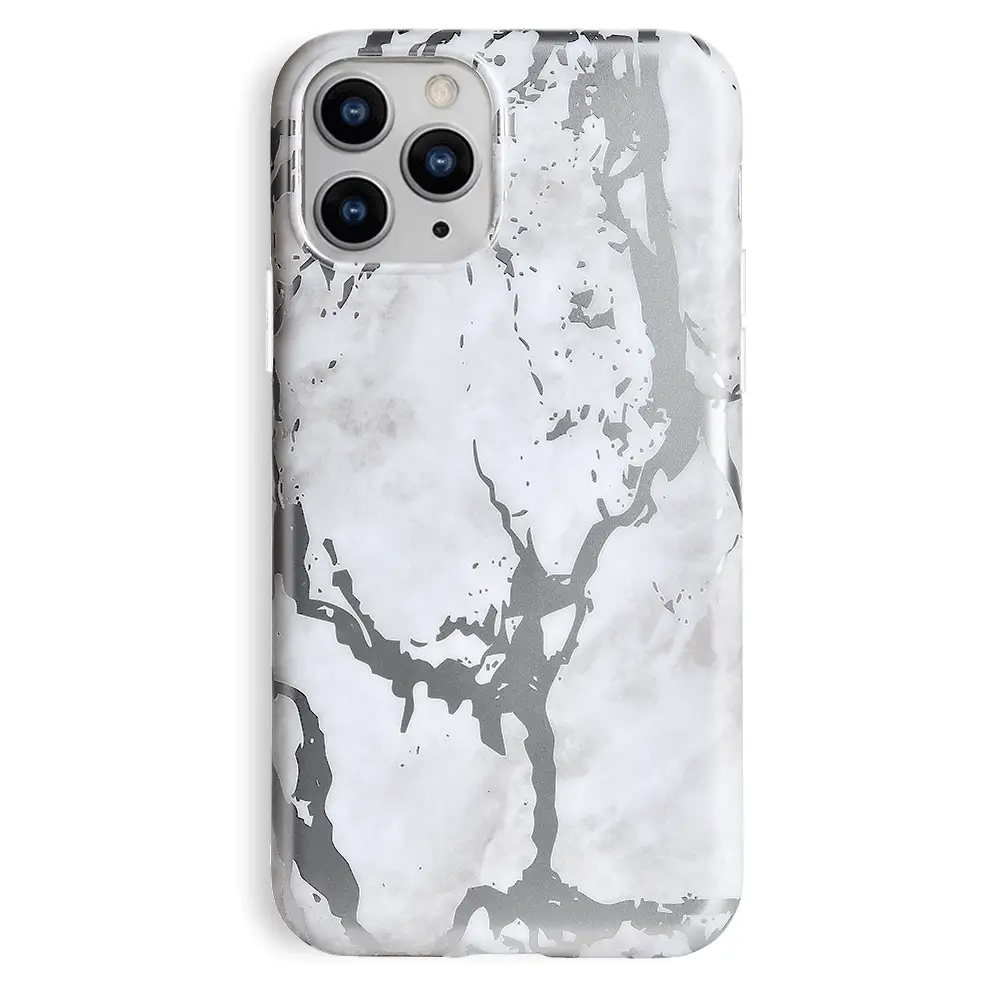 White Marble Silver Chrome iPhone Case - Image 67