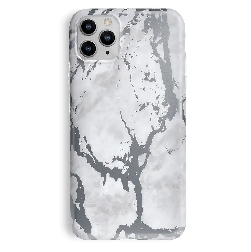 White Marble Silver Chrome iPhone Case - Image 72