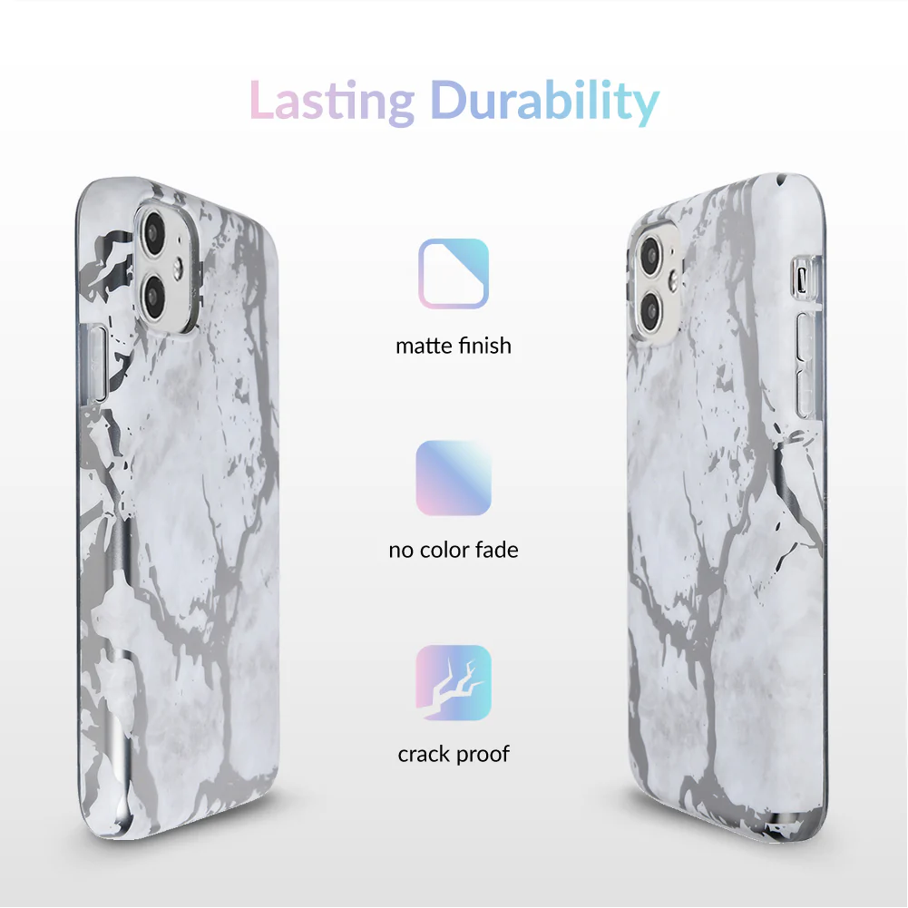 White Marble Silver Chrome iPhone Case - Image 75