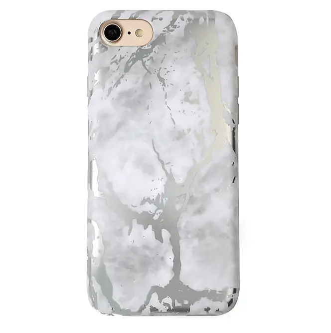 White Marble Silver Chrome iPhone Case - Image 8