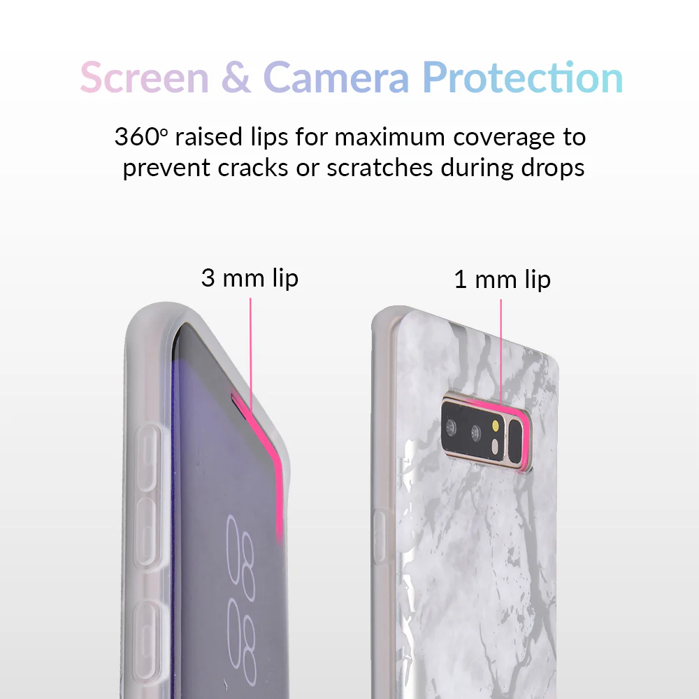 White Marble Silver Chrome Samsung Galaxy Case - Image 10
