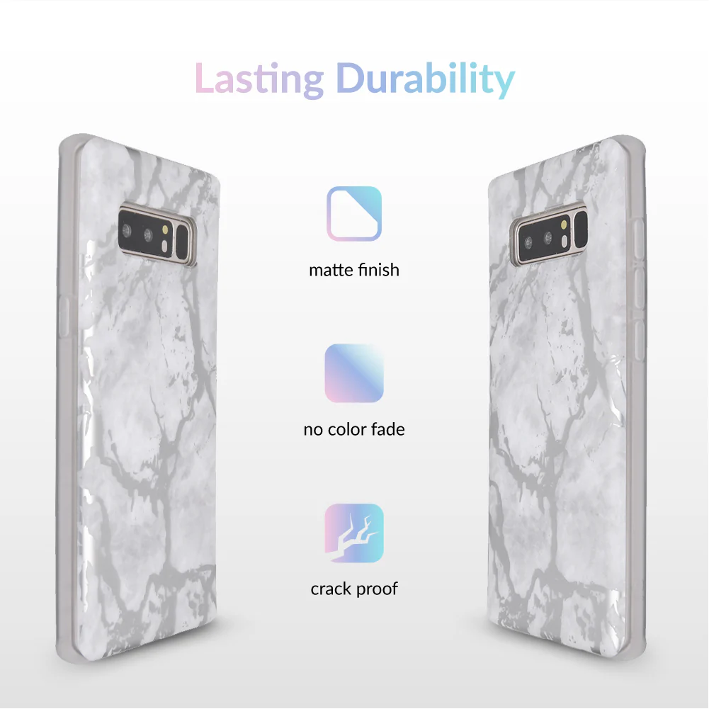 White Marble Silver Chrome Samsung Galaxy Case - Image 12