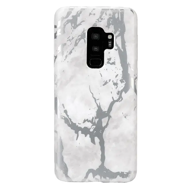 White Marble Silver Chrome Samsung Galaxy Case - Image 13