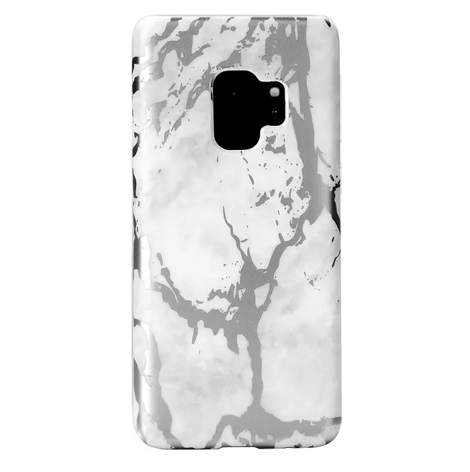 White Marble Silver Chrome Samsung Galaxy Case - Image 17