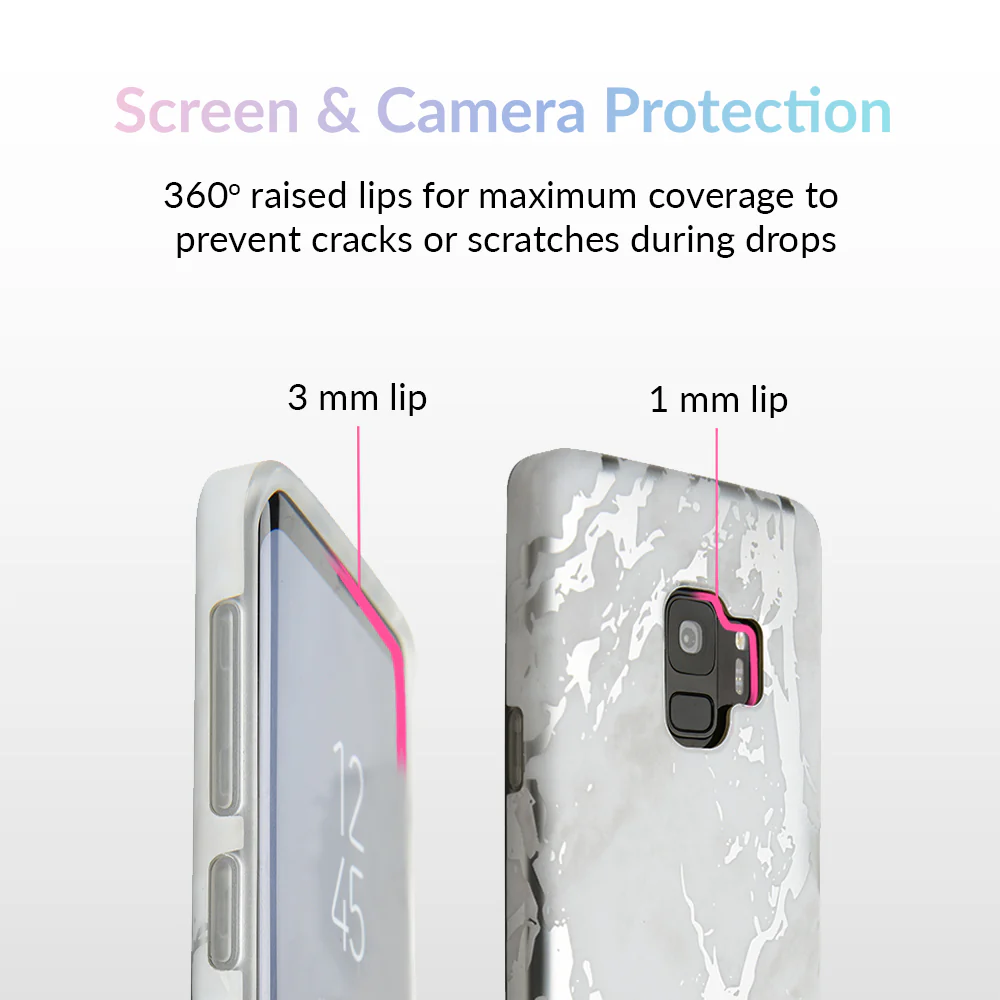 White Marble Silver Chrome Samsung Galaxy Case - Image 18