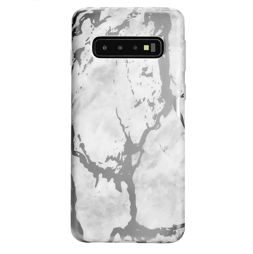 White Marble Silver Chrome Samsung Galaxy Case - Image 21