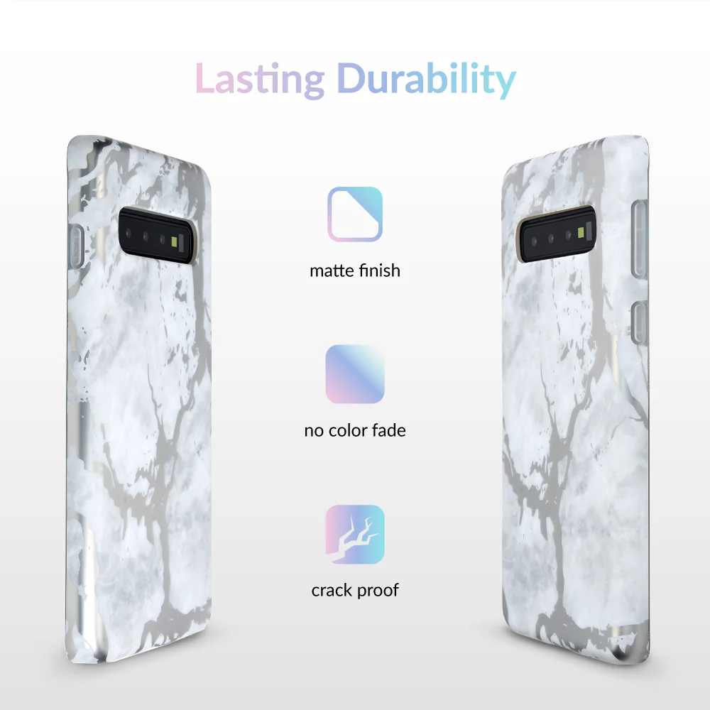 White Marble Silver Chrome Samsung Galaxy Case - Image 23