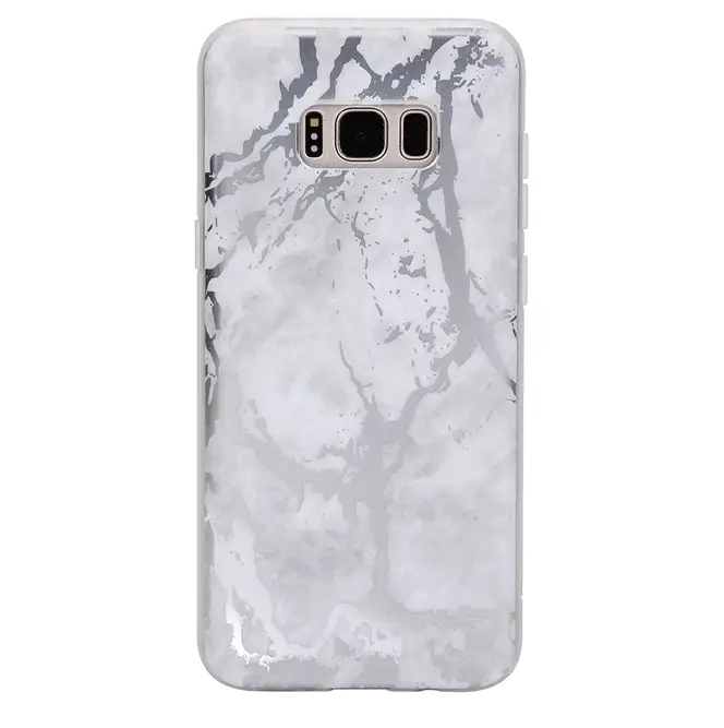 White Marble Silver Chrome Samsung Galaxy Case - Image 5