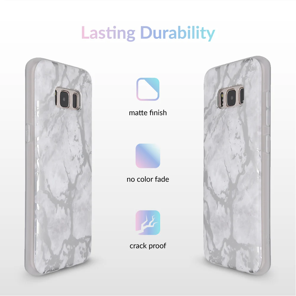 White Marble Silver Chrome Samsung Galaxy Case - Image 8