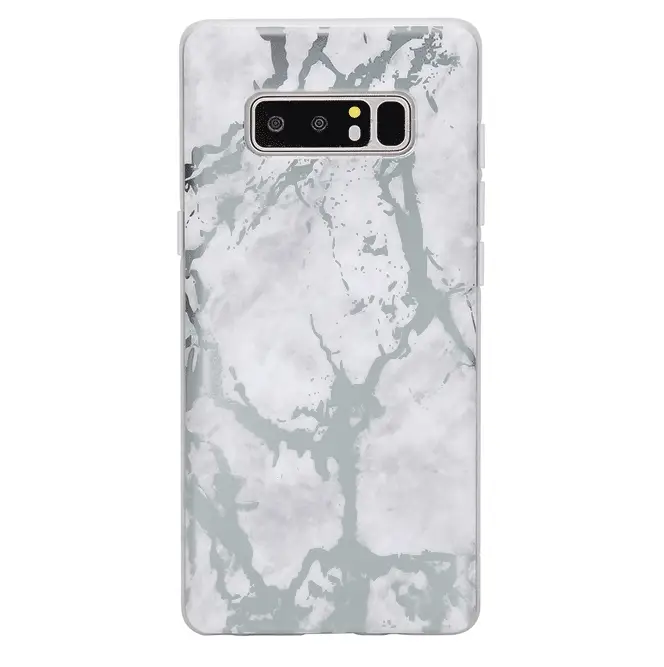 White Marble Silver Chrome Samsung Galaxy Case - Image 9