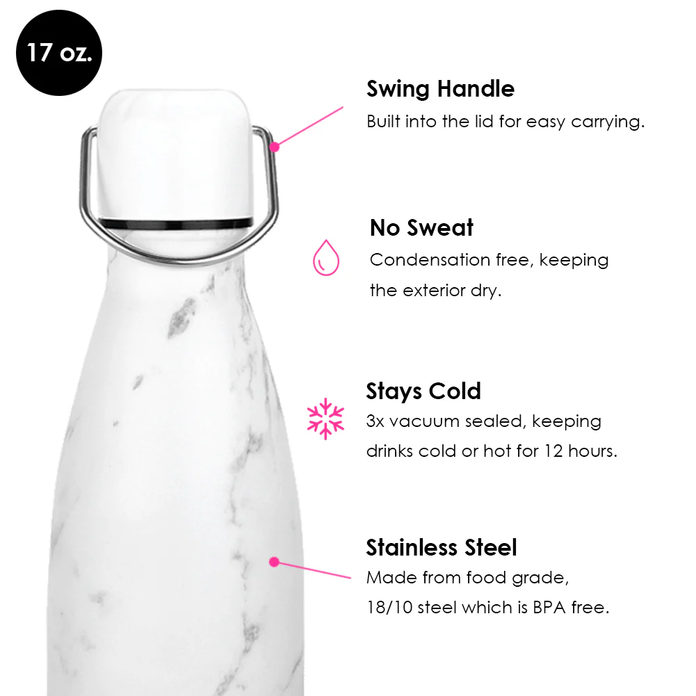 White Marble Water Bottle - Image 3