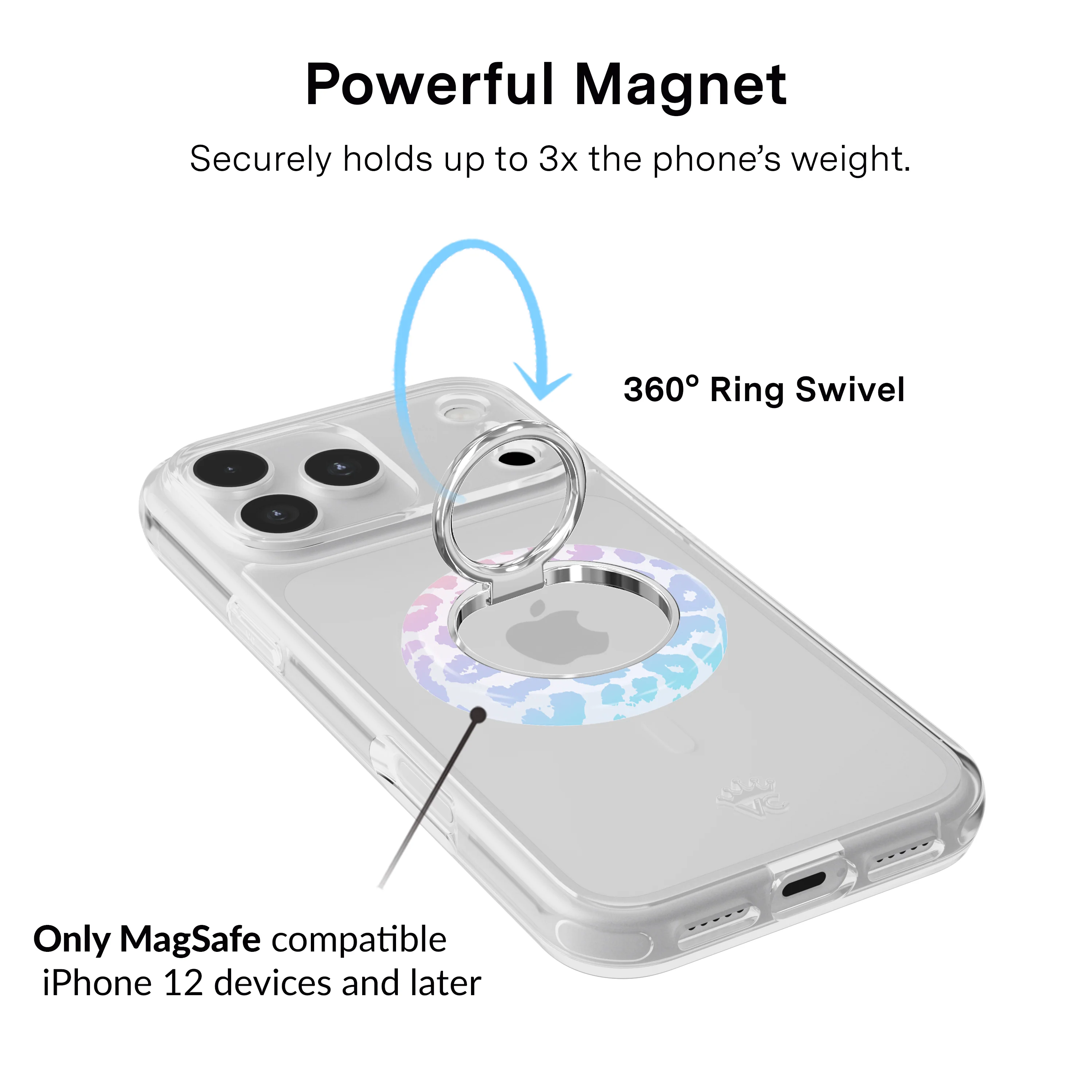White Opal Leopard MagSafe Grip Ring - Image 3