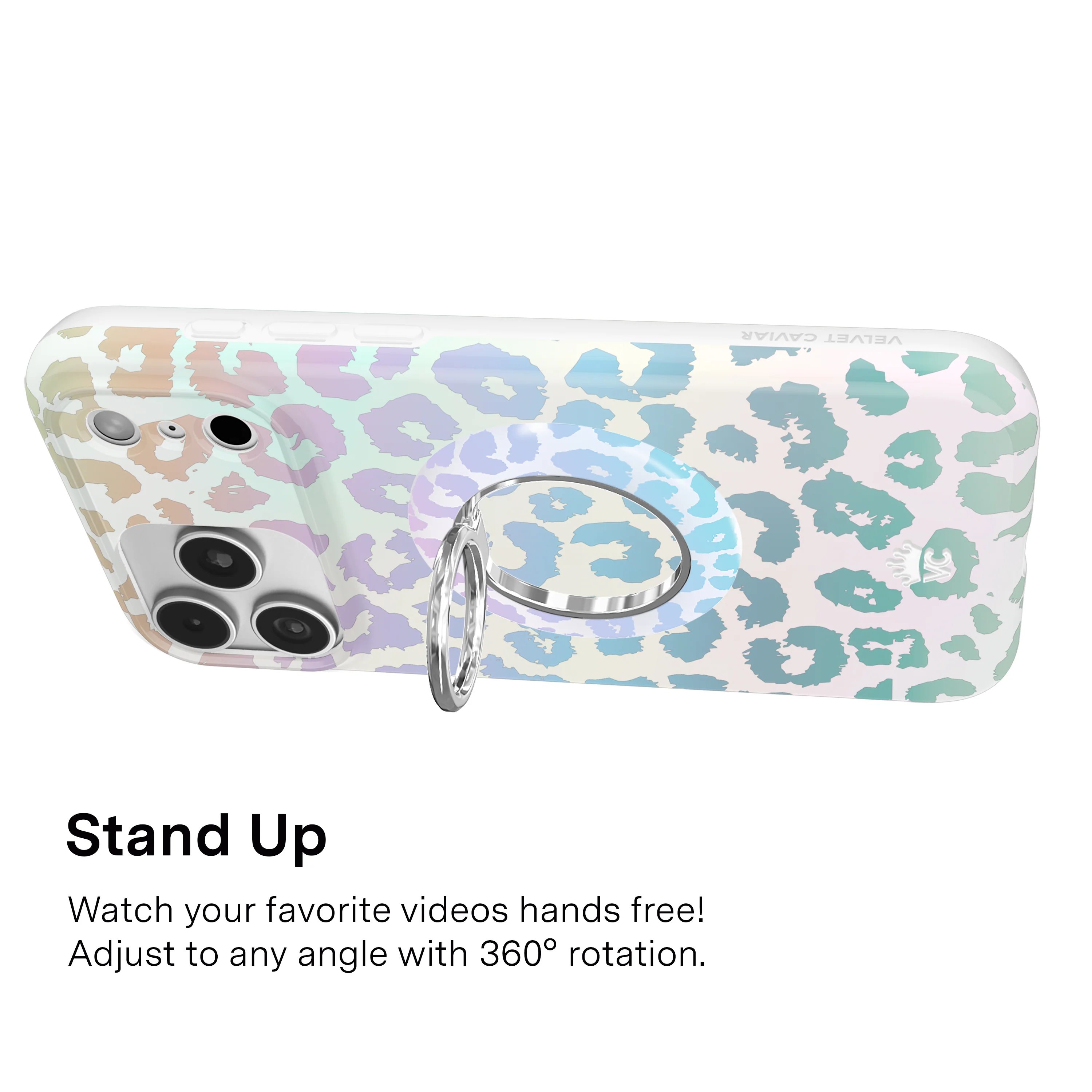 White Opal Leopard MagSafe Grip Ring - Image 5