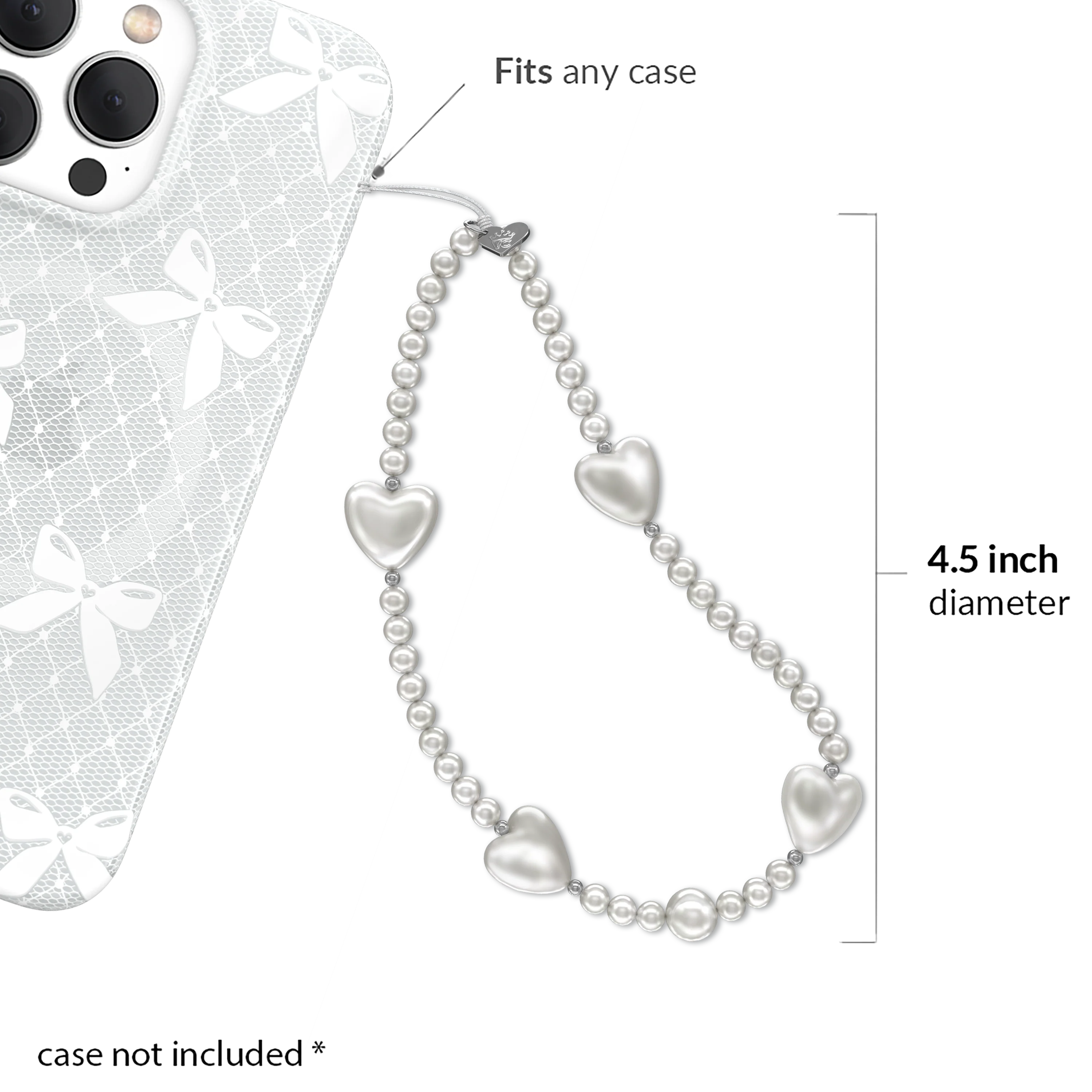 Vintage Pearl Heart Phone Charm - Image 3