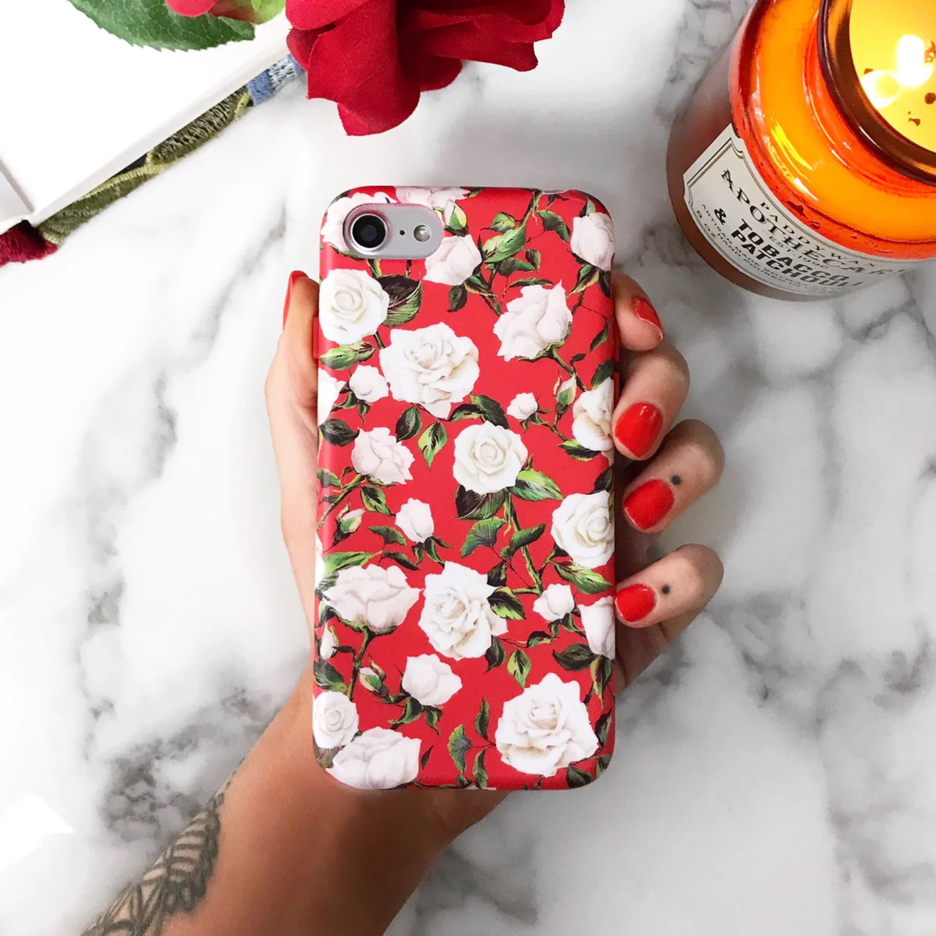 White Roses Floral iPhone Case - Image 2
