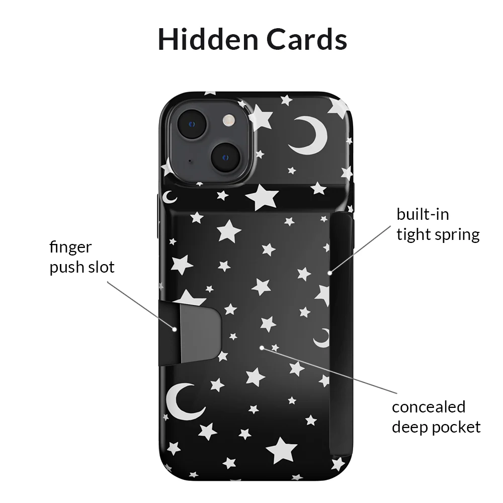 White Stars & Moon Iphone Wallet Case - Image 108