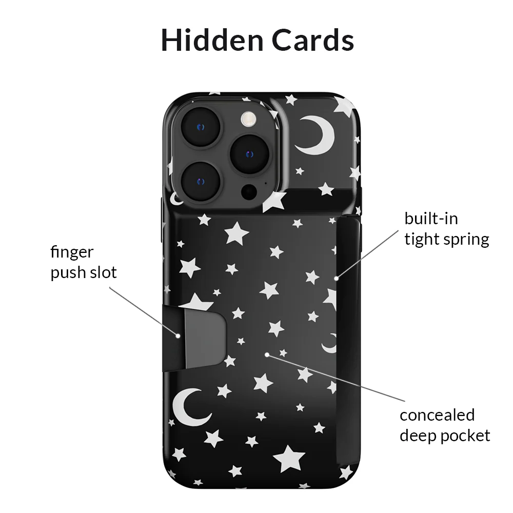 White Stars & Moon Iphone Wallet Case - Image 116