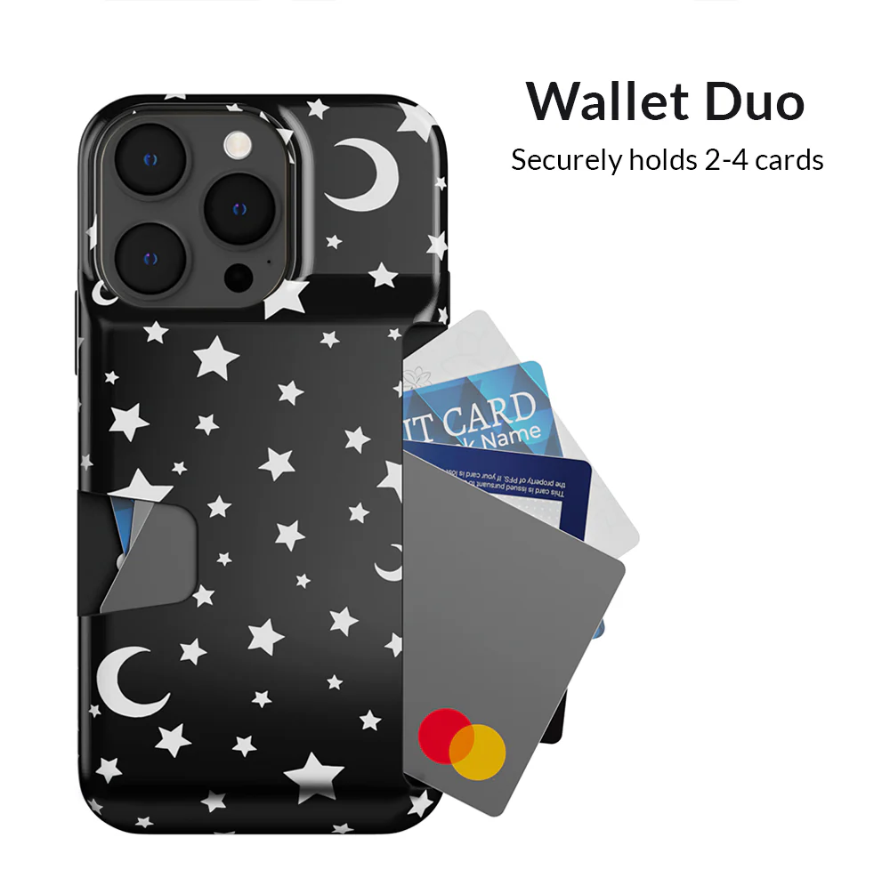 White Stars & Moon Iphone Wallet Case - Image 123