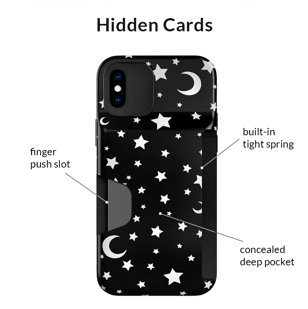 White Stars & Moon Iphone Wallet Case - Image 4