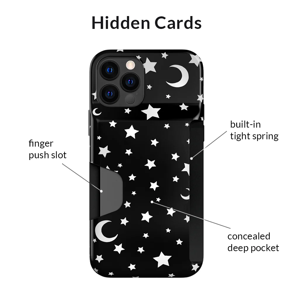White Stars & Moon Iphone Wallet Case - Image 44