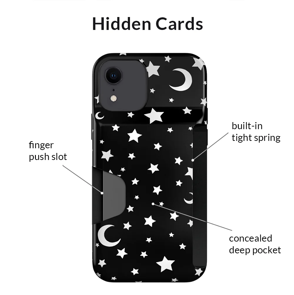 White Stars & Moon Iphone Wallet Case - Image 68