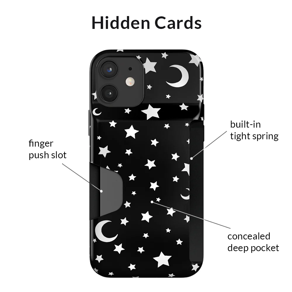 White Stars & Moon Iphone Wallet Case - Image 76