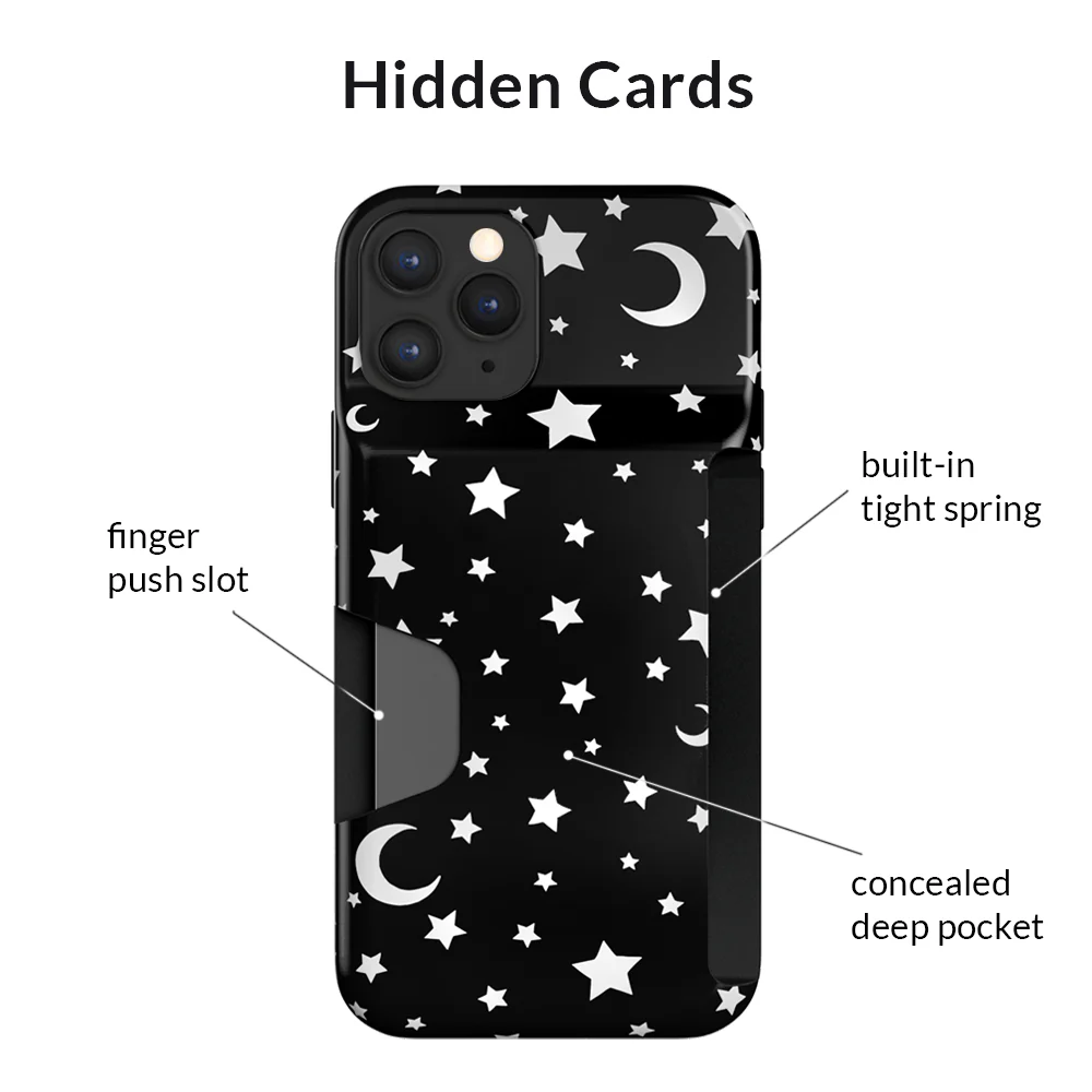 White Stars & Moon Iphone Wallet Case - Image 84