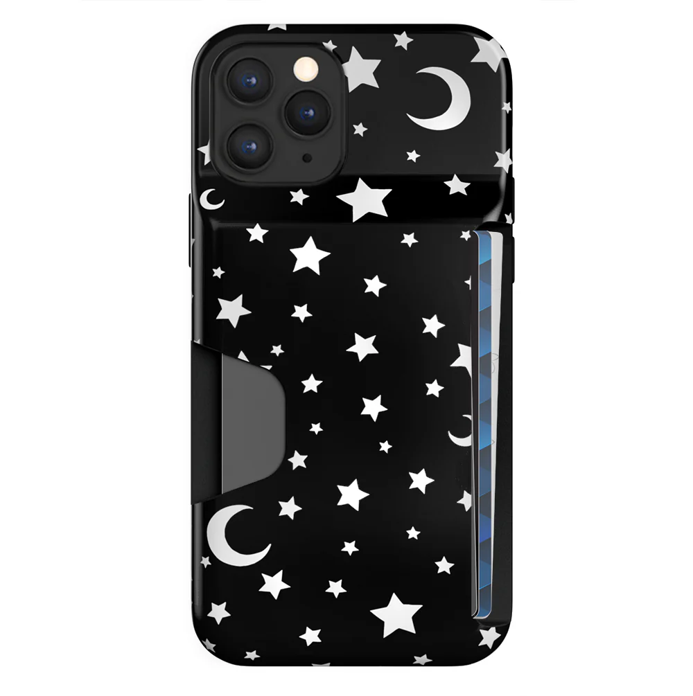 White Stars & Moon Iphone Wallet Case - Image 89