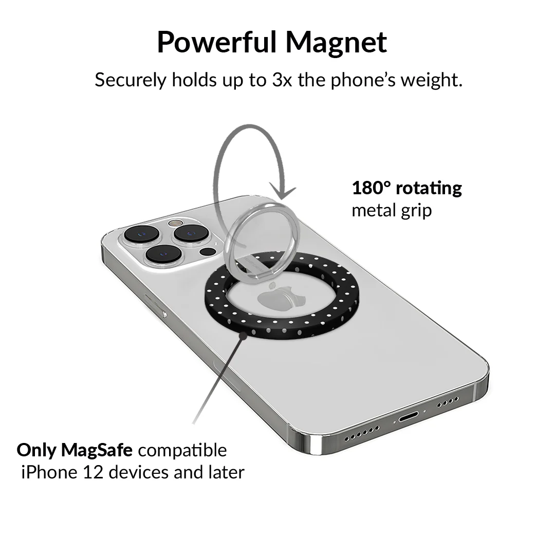 Black Polka Dot MagSafe Grip Ring - Image 3